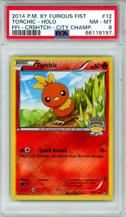 2014 Pokemon Xy Furious Fists Torchic #12 Ffi-Crshtch-City Champ. PSA 8 - Image 1