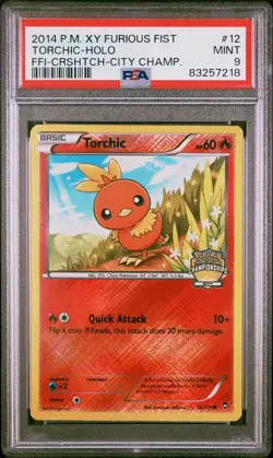 2014 Pokemon Xy Furious Fists Torchic #12 Ffi-Crshtch-City Champ. PSA 9 - Image 1