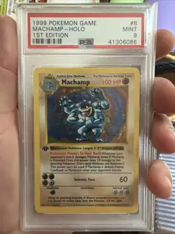 1999 POKEMON GAME #8 MACHAMP-HOLO 1ST EDITION PSA 9 - Image 1