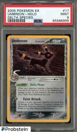 2005 Pokemon Ex Delta Species #17 Umbreon Holo PSA 9 MINT - Image 1