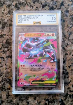 🔥MEGA Charizard EX Pokemon Card AGS 10 GEM MINT Jap Inferno X #013/080 (2025) M - Image 1