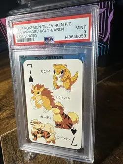 1998 POKEMON TELEVI-KUN PLAYING CARDS GROWLITHE/ARCANINE 7 OF SPADES PSA 9 - Image 2