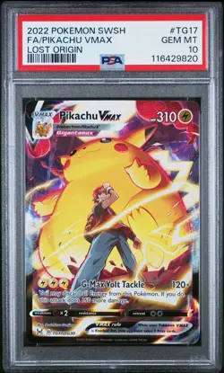 2022 POKEMON SWORD & SHIELD LOST ORIGIN #TG17 FULL ART/PIKACHU VMAX PSA 10 - Image 1