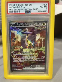 2024 POKEMON TEMPORAL FORCES SPECIAL ILLUSTRATION RARE #208 RAGING BOLT EX PSA 8 - Image 1