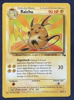 Pokemon TCG Raichu 29/62 Fossil Set Non Hole Rare Vintage - Image 1