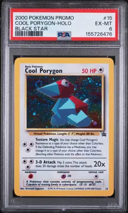 2000 Pokemon Promo Cool Porygon Holo Black Star PSA 6 EX-MT #15 - Image 1