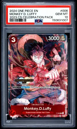 Monkey.D.Luffy (006) (CS 2023 Celebration Pack) P-006 One Piece PSA 10 GEM MINT - Image 1