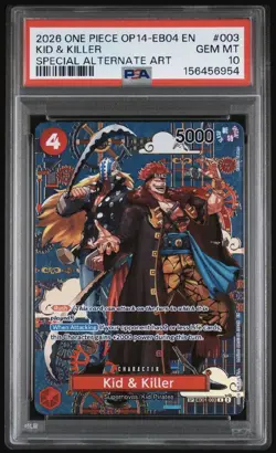 2026 ONE PIECE OP14-EB04 EN #003 KID & KILLER SPECIAL ALTERNATE ART PSA 10 - Image 1