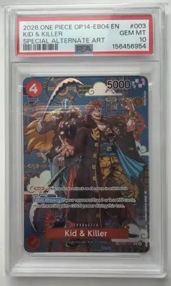 2026 ONE PIECE OP14-EB04 EN #003 KID & KILLER SPECIAL ALTERNATE ART PSA 10 - Image 4