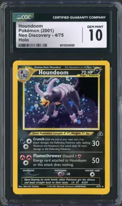 2001 Pokemon Neo Discovery Houndoom Holo Rare 4/75 CGC Gem Mint 10 - Image 1