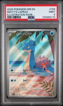 2025 POKEMON DRI EN-DESTINED RIVALS ILLUSTRATION RARE #194 MISTY'S LAPRAS PSA 9 - Image 1