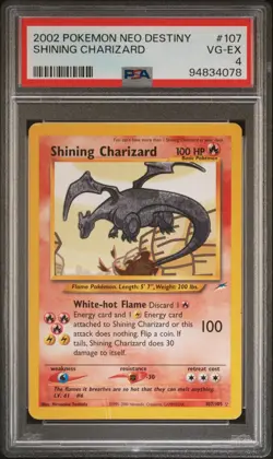 Pokemon Shining Charizard 107/105 PSA 4 VG-EX Neo Destiny Holo Rare Unlimited - Image 1