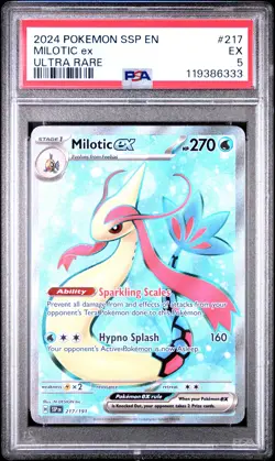 2024 POKEMON SSP EN-SURGING SPARKS ULTRA RARE #217 MILOTIC EX PSA 5 - Image 1