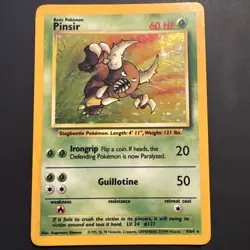 Pokemon Pinsir ERROR NO SYMBOL JUNGLE Holo Unlimited 9/64 WOTC - Image 1