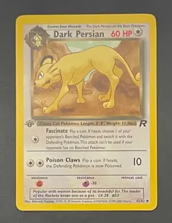 Pokemon Card Dark Persian 42/82 1st Edition Team Rocket - Lightly Played - Image 1