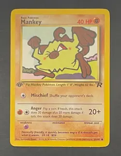 Pokemon Card Mankey 61/82 1st Edition Team Rocket - Near Mint - Image 1