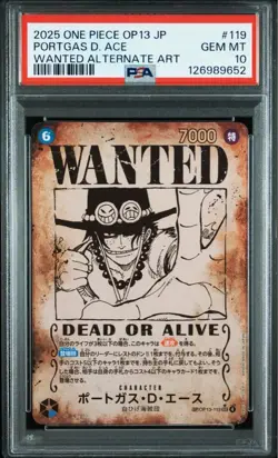 PSA 10 Portgas D. Ace SP Wanted OP13-119 2025 ONE PIECE Card Japanese graded - Image 2