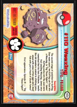 Weezing 110 Topps Series 2 TV Animation Blue Logo Pokemon Card - Image 2