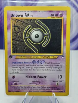 Pokemon Card Unown [H] Neo Destiny 28/105 1st Edition Rare HP - Image 1