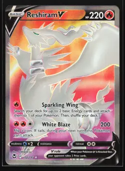 Reshiram V (Full Art) 172/195 SWSH12: Silver Tempest Ultra Rare Pokemon Card - Image 1