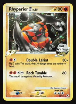 Rhyperior E4 32/111 Rising Rivals Holo Rare Pokemon Card HOLO BLEED - Image 1