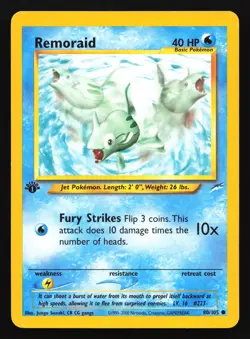 Remoraid 80/105 Neo Destiny 1st Edition Common Pokemon Card - Image 1