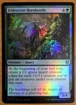 X 1 Iridescent Hornbeetle FOIL NM-M ZNR 187 MTG Magic The Gathering - Image 2