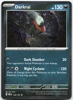 Darkrai (Cosmos Holo) 136/197 Holo OBF Promo Pokemon Holo NM/M - Image 1