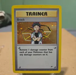 Vintage Pokemon TCG Holo Brock Trainer #15/132 Gym Heroes Swirl - Image 1