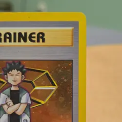 Vintage Pokemon TCG Holo Brock Trainer #15/132 Gym Heroes Swirl - Image 4
