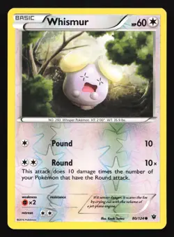 Whismur 80/124 XY - Fates Collide Reverse Holo Pokemon Card - Image 1