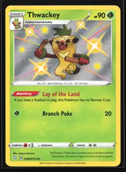 Thwackey SV005/SV122 Shining Fates: Shiny Vault Shiny Holo Rare Pokemon Card - Image 1