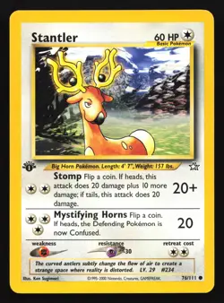 Stantler 76/111 Neo Genesis 1st Edition Common Pokemon Card - Image 1