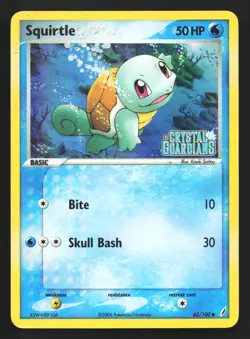 Squirtle 63/100 Crystal Guardians STAMPED Reverse Holo Pokemon Card - Image 1