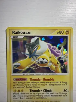 2007 Pokemon Secret Wonders: Raikou 16/132 Rare Card Cracked Ice Holo bleed- LP - Image 2