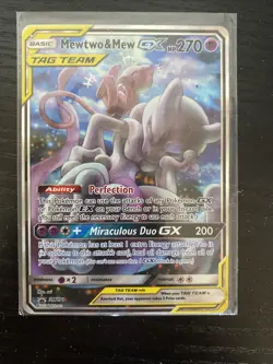 Mewtwo & Mew GX SM191 Black Star Alt Art Holo Pokemon Card - Image 1