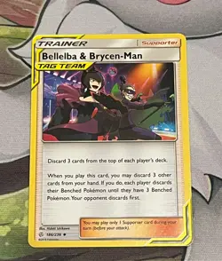 Bellelba & Brycen-Man 186/236 Cosmic Eclipse Supporter Pokemon Card NM - Image 1