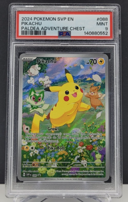 Pokemon S&V: Paldea Adventure Chest - Pikachu 088 Promo PSA 9 Graded Card MINT - Image 1