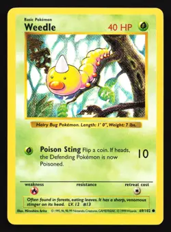 Weedle 69/102 Base Set (Shadowless) Common Pokemon Card - Image 1