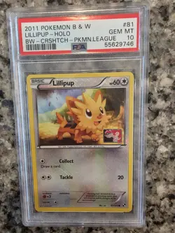 2011 Pokemon B&W Lillipup HOLO -- RARE Pokemon League Stamp 81/114 -- PSA 10 - Image 3