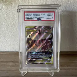 2020 POKEMON SM240 BLACK STAR PROMO TAG TEAM POWERS ESPEON & DEOXYS GX PSA 10 - Image 1