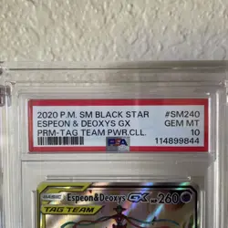 2020 POKEMON SM240 BLACK STAR PROMO TAG TEAM POWERS ESPEON & DEOXYS GX PSA 10 - Image 2