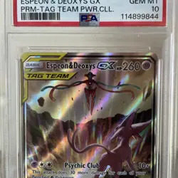 2020 POKEMON SM240 BLACK STAR PROMO TAG TEAM POWERS ESPEON & DEOXYS GX PSA 10 - Image 3