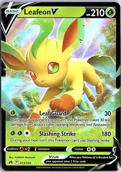 Leafeon V Ultra Rare Crown Zenith 013/159 LP Pokemon - Image 1