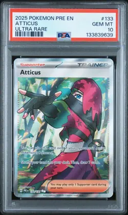 2025 POKEMON PRE EN-PRISMATIC EVOLUTIONS ULTRA RARE #133 ATTICUS PSA 10 - Image 1
