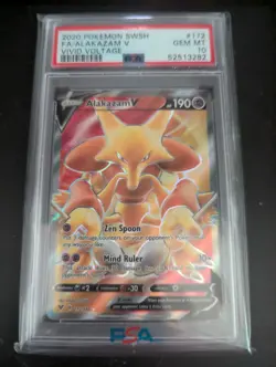 2020 POKEMON SWORD & SHIELD VIVID VOLTAGE 172 FULL ART/ALAKAZAM V PSA 10 - Image 1