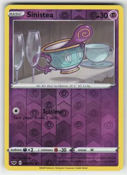 Sinistea 089 Reverse Holo 202 C Sword & Shield Pokemon Moderately Played - Image 1