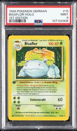 1999 POKEMON GERMAN 1ST ED #15 BISAFLOR-HOLO PSA 9 - Image 1