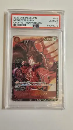 OP05 1st Anniversary Monkey D. Luffy #012 One Piece (JAP) PSA 10 - Image 1