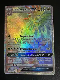 Alolan Exeggutor Gx 118/111 Pokemon Crimson Invasion Secret Rare Rainbow Holo NM - Image 1